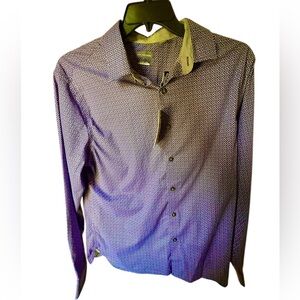 NWT Van Heusen Never Tuck Slim Fit Long Sleeve Button Shirt Purple Large 16 16.5